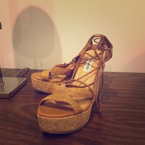 Steve Madden cork wedge heels.